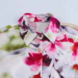 Sweet Floral Chiffon Shirt Long-Sleeved Top Woman 2025 New Retro Shirt Bow T-Shirt