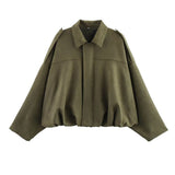 Women's 2025 Spring New Fashion Pilot Bat Sleeve Zipper Jacket T-Shirt