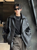 Direct Selling Collar Velvet Version Of The Locomotive Leather Men's Autumn And Winter Leisure Leisure Loose Senior Sense Men's Jacket Tide