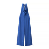 2025 Summer New Women's Bow Ornament Hanging Neck Temperament Rest Height Waist Jump Pants Woman