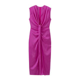 Sexy Deep V Collar Folded Open Fork Dress Female Summer New Temperament Thin Dress Dress Dress Dress