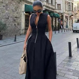 Spring 2025 New Women's Dress French Design Round Neckless Sleeveless Commuting Temperament Fan Flute Dress