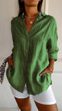2025 New Single-Dran Buckle Folding Collar Shirt Burst Lady Solid Color Can Sleeve Top