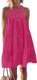 2025 Summer Sleeveless Dresses Casual Sleeveless A-Line Hierarchal Swing Vest Skirt Beach Vacation Mini