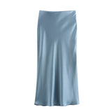 2025 Autumn New Women's Fashion Silk Silk Texture Multi-Color Printing Fan Flute Skirt