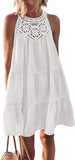 2025 Summer Sleeveless Dresses Casual Sleeveless A-Line Hierarchal Swing Vest Skirt Beach Vacation Mini