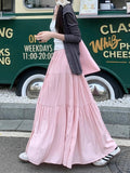 Large-Size White Half-Dress Women's A-Shaped Skirt In The Long Umbrella Skirt Autumn Small Tall Waist Thin Skirt