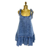 Ins Hot Summer New Fashion Splicing Sling Strap A-Word Denim Dress Skirt