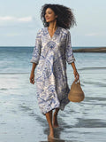 2025 Women's Beach Vacation Digital Print V-Neck Dress Seaside