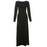 Fashion 2025 Autumn And Winter Women's New Pure Color Temperament High-End Sense Collar Body Dress