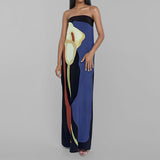 2025 Spring Dress Women's Fashion Sleeveless Shoulder Stamped Breast Sexy Detender Print Dress