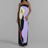 2025 Spring Dress Women's Fashion Sleeveless Shoulder Stamped Breast Sexy Detender Print Dress
