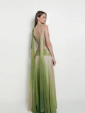 2025 Summer Fashion New Temperament Famous Hanging Neck Sling Dress Suit Gradually Loose Dance Dress