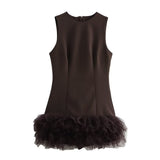 Women's Clothing 2025 Autumn And Winter New Street Fashion Temperament Mesh Stitching Dress