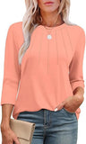 Explosion 2025 New Fashion Casual Roll Collar Seven-Sleeve Top Bottom Shirt