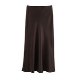 2025 Autumn New Women's Fashion Silk Silk Texture Multi-Color Printing Fan Flute Skirt