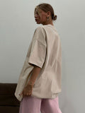 Washing Old Short-Sleeved T-Shirt 2025 Summer Relaxation Leisure Collar Water Washing Hair Short-Sleeved T-Shirt