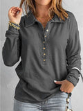 Solid Color Knitted Shirt Women's Single Buckle Collar Long Sleeves Loose Leisure Bottoming Top Autumn And Winter New