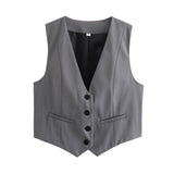 2025 Summer New Women's Street Fashion Leisure Vest 15 Color V Collar Vest