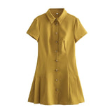Spring 2025 Women's Shirt Style Mini Dress 3D Three-Dimensional Pattern Short Sleeve