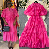 Oceanish Lantern Sleeve Strap With Waist Single Buckle Dress + Inside The Sling Dress Suit