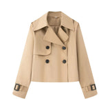 Women's 2025 New Double-Dbutled Short Wind Coat