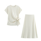 Women's Clothing 2025 Spring New Fashion Temperament Casual Soft Top Dress Dress Set