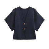 Autumn 2025 Fashion Street V-Neck Simple Knitted Coat Women's Clothing