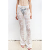 Spring 2025 New Hottie Hollow Pattern Sexy Perspective Holiday Style Knitted Casual Trousers Woman