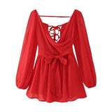 2025 Summer Out-The-Shoulder Lantern Long-Sleeved V-Neck Dress Sexy Showy Multi-Colored Skirt Woman