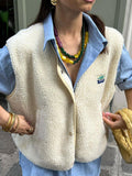 Sleeveless Short-Edose Vest 2025 New Casual Wind Loose Double Pocket Single Row Buckle Top