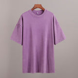 Washing Old Short-Sleeved T-Shirt 2025 Summer Relaxation Leisure Collar Water Washing Hair Short-Sleeved T-Shirt