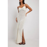 2025 Summer New Holiday Style Knitted Dress Women's Sling Skirt Side Open-Back Hollow Pattern Knitted Skirt