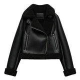 Women's Dress 2025 New Black Warm Fur Integrated Double-Sided PU Imitation Leather Jacket Jacket
