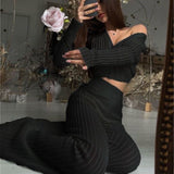 Spring/Summer 2025 New Knitted Set Of Women's Fluorosclumned Casual Solid Color Hollow High-Waisted Trousers Commuting Suit