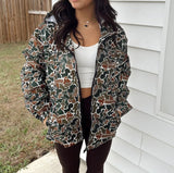 2025 Women's Ins Camouflage Long-Sleeved Zipper Pocket Hoodie Jacket