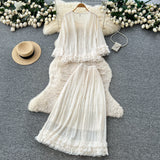 French Small Fragrant Style High-Level Sense V-Neck Metal Buckle Waist Knitted Dress Women Autumn Body Fork Long Dress