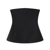 2025 Spring Sexy Women's Pure Color Bare Shoulder Sleeveless Word Collar Short Shirt With Breast Vest