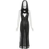 2025 Summer Fashion Trend Women's New Solid Color Hooded Knitted Sexy Body Repair Dress