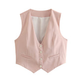 2025 Summer New Women's Street Fashion Leisure Vest 15 Color V Collar Vest
