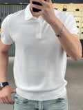 Short-Sleeved T-Shirt Men's Loose Niche Knit 2025 New Summer Personality Casual Simple Collar
