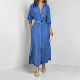 2025 New Temperament Female Commuter With Solid Color To Close Waist Long Sleeve Irregular Shirt Dress Women