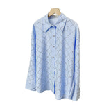 New Women's Dress French Elegant Hot Diamond Diamond Diamond Linge Casual Thin Long-Sleeved Collar Shirt Shirt