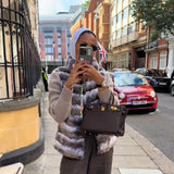 2025 Autumn And Winter New Women's Loose Long Sleeve Splicing Colliding Color Thick Fur Coat Women