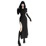 In The Fall Of 2025, The New Women's Folded Hooded Desert Body Repair Waist-Skin Open-Fork-Packed Dress