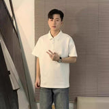 Fashion Short-Sleeved Men Polo Shirt Handsome Summer Hip Men's Shoulder Shirt Collar T-Shirt Niche Cotton Five-Sleeve