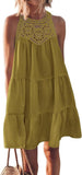 2025 Summer Sleeveless Dresses Casual Sleeveless A-Line Hierarchal Swing Vest Skirt Beach Vacation Mini