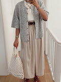 2025 Women's Casual Pure Color Short-Sleeved Knitted Cardigan