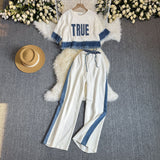 2025 Summer Loose Short-Sleeved Blouse Wide Leg Trousers Two-Set Sports And Leisure Suit Women