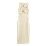Autumn New Women's Sleeveless Body-Free Sexy Opening Design Animal Dress